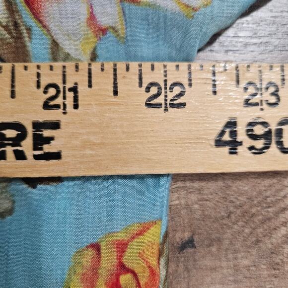 Umgee Tunic Floral Blue Red Long Sleeve Button Down Shirt Cotton Medium Boho - Picture 11 of 15